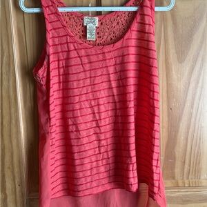 Coral Lace Striped Women's Top